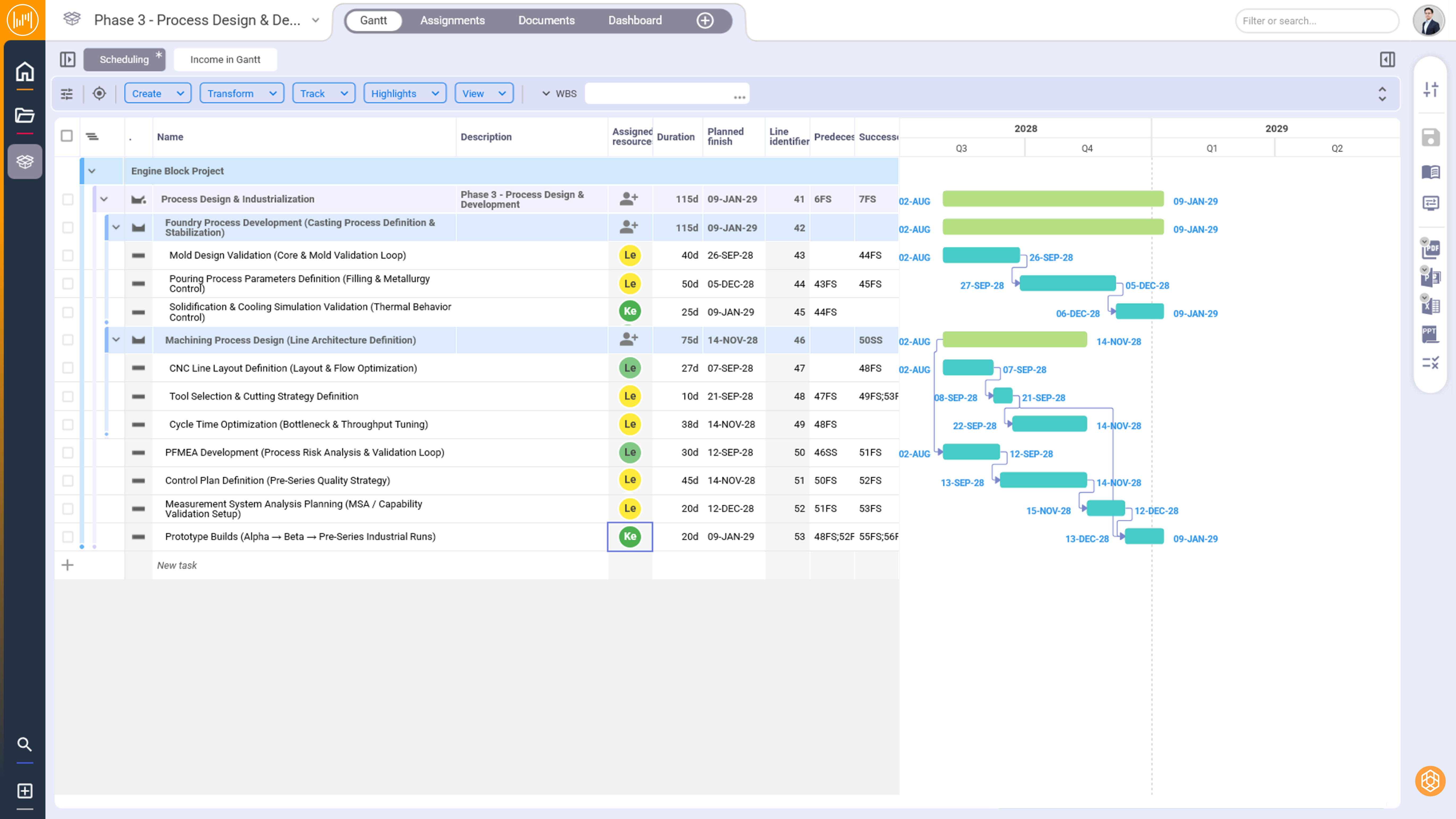 Planisware Elevate Work Package management