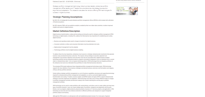 Extract from Gartner's Magic Quadrant